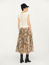 INTO THE EAST 2025 Autumn/Winter Mosaic Print Silk-Cotton Top / Wide Waist Pleated Silk-Cotton Skirt ITE-E1DGAW084NCC21SK-HUA Skirt (ITE-E1DGAW079NCC21TP)